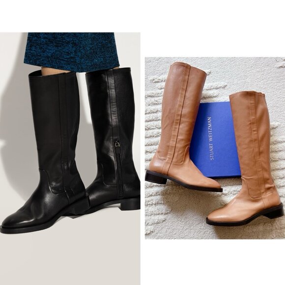 STUART WEITZMAN Sadie II Lambskin Leather Wide Calf Knee High Boots US 8.5 Spain - Picture 1 of 10